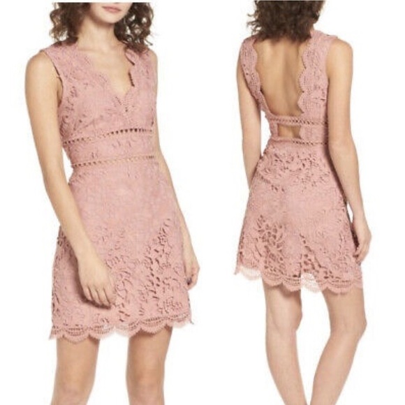 J.O.A. Open Back Lace Dress in Rose - Picture 2 of 11